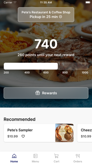 Pete's Restaurant iPhone screenshot 1 - Food & Drink app