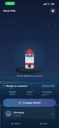 Скриншот ВПН - Wind VPN Whale на iPhone 2