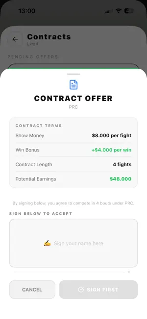 MMA Career Simulator screenshot 2