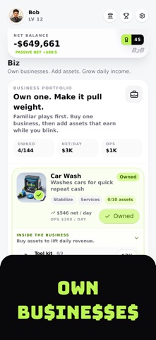 Broke to Boss: Idle Tycoon iPhone screenshot