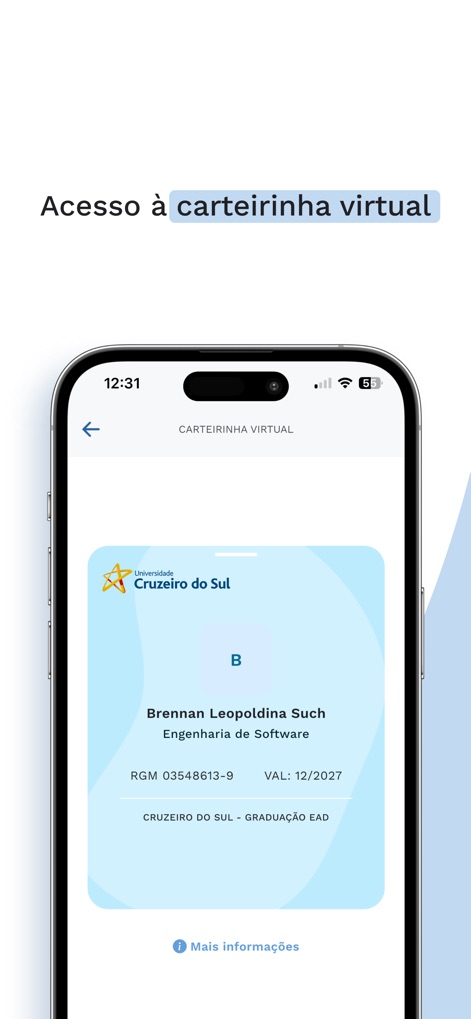 Duda - Access essential credentials instantly through the app's digital student ID display, complete with university branding and personalized student details.