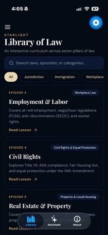 Starlight Library of Law. iPhone screenshot