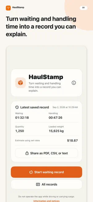 HaulStamp screenshot 1