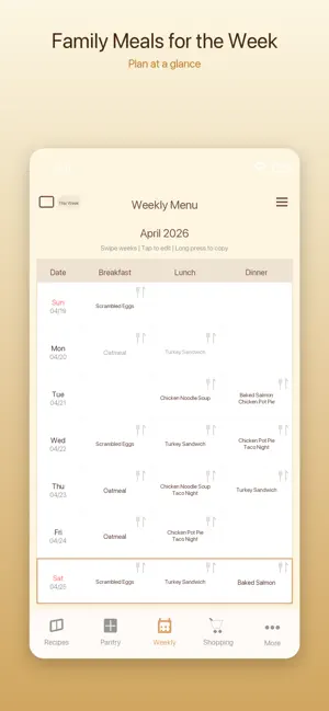 Weekly Menu Meal Planner screenshot 1