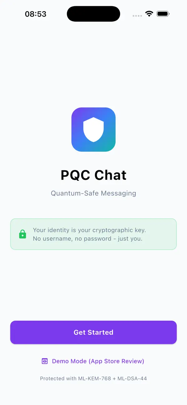 Screenshot #1 pour Post Quantum Secure Chat