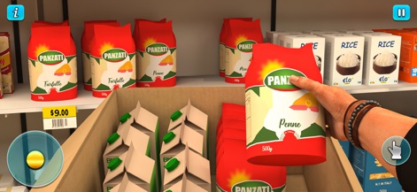 Supermarket Cashier Girl Games - The app allows players to engage in hands-on stocking activities, placing items with realistic product packaging onto shelves.