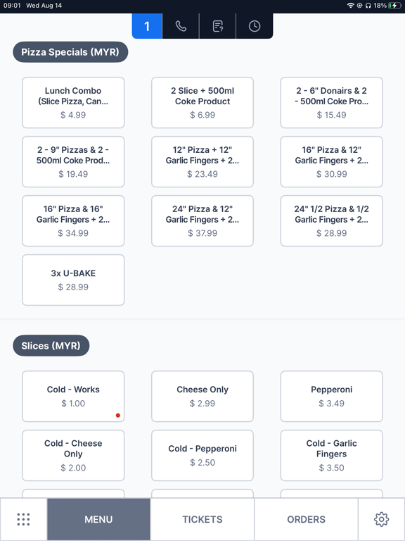 MYR . Master v3 . QSR POS app screenshot