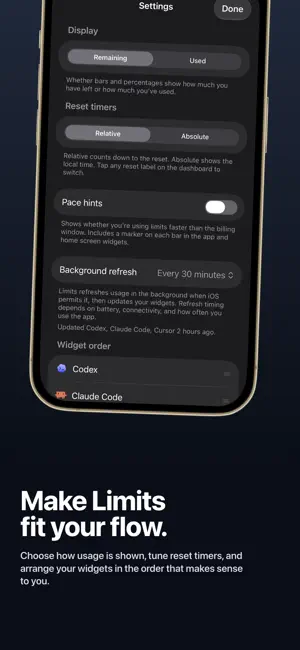 Limits: AI Usage Tracker iPhone screenshot 6