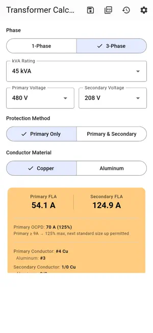 Transformer Calc NEC screenshot 1