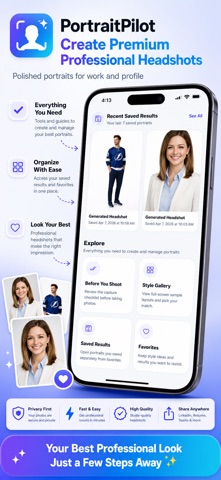 PortraitPilot: AI Headshots iPhone screenshot