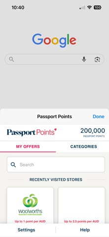 Passport Points iPhone screenshot