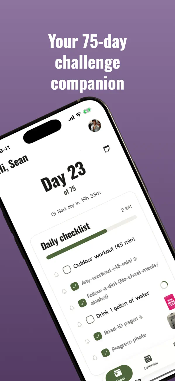 Screenshot #1 pour Day75: Hard Challenge Tracker