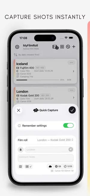 MyFilmRoll: Film Log & Tracker screenshot 3
