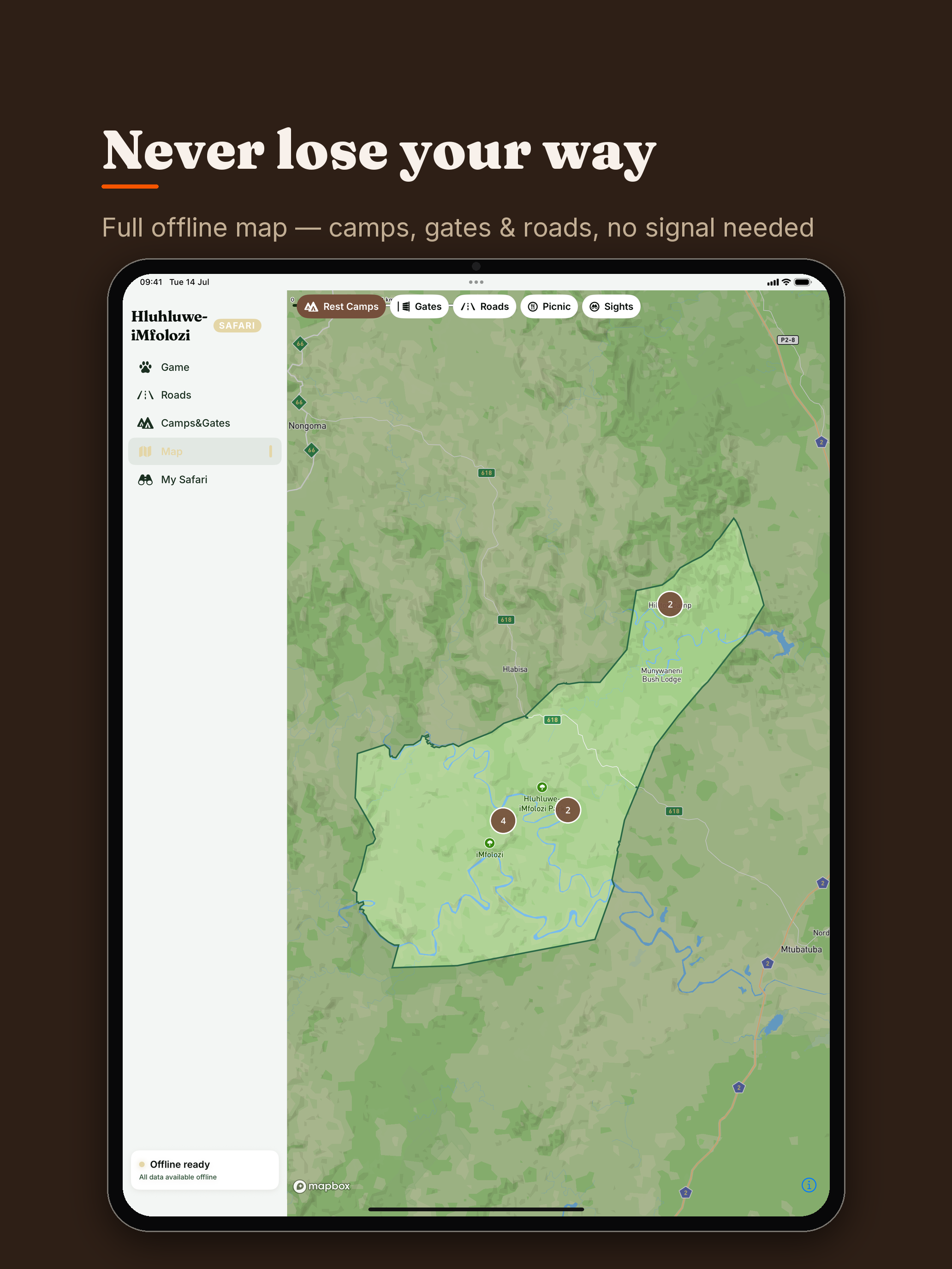 Hluhluwe-iMfolozi Safari: Map screenshot 9