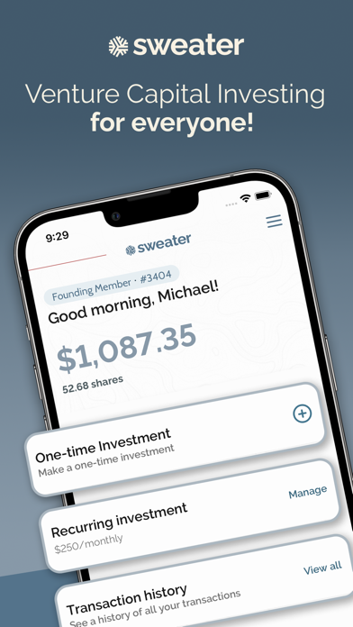 Sweater: Invest in Startups Screenshot 1 - AppWisp.com Sweater: Invest in Startups Screenshot 1 - AppWisp.com