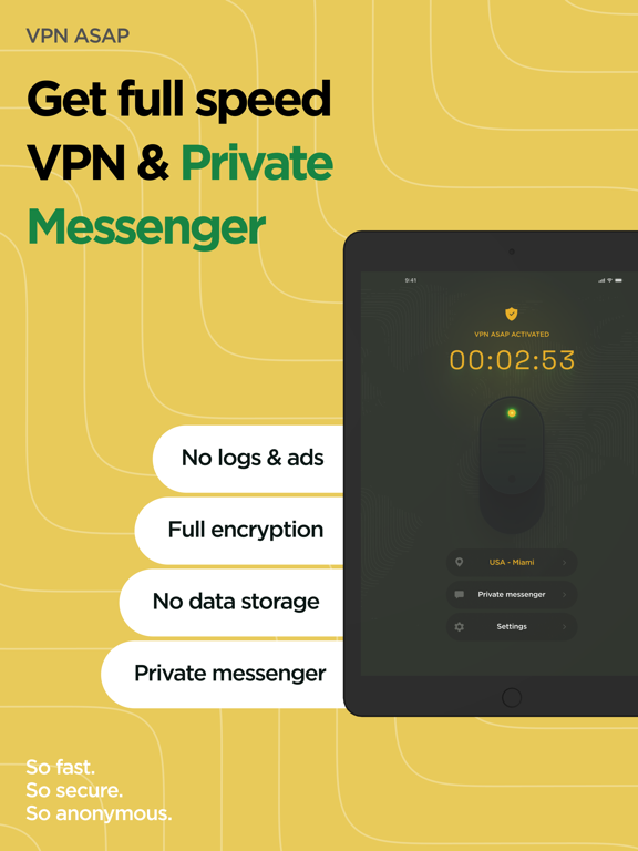VPN ASAP & Private Messenger iPad screenshot 1 - Utilities app
