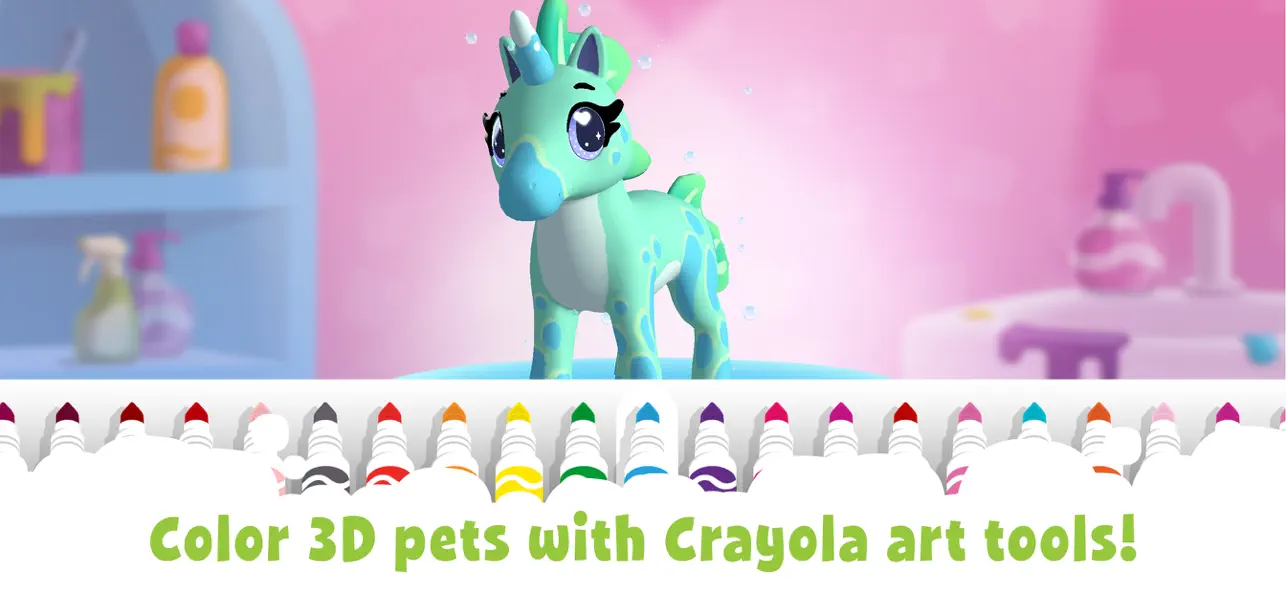 Crayola Scribble Scrubbie Pets iOS app screenshot showing feature 2