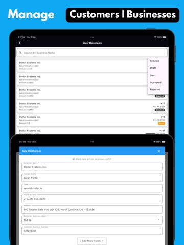 Quotation Maker App: Invoicing iPad screenshot