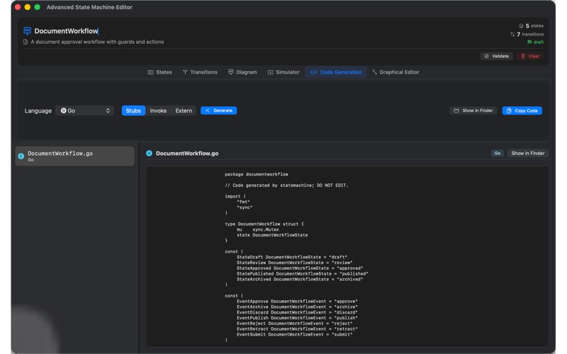 Advanced State Machine Editor screenshot