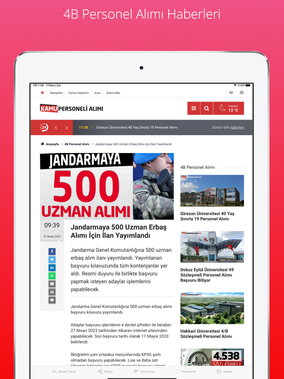 Kamu Personeli Alımı iPad screenshot 4 - News app