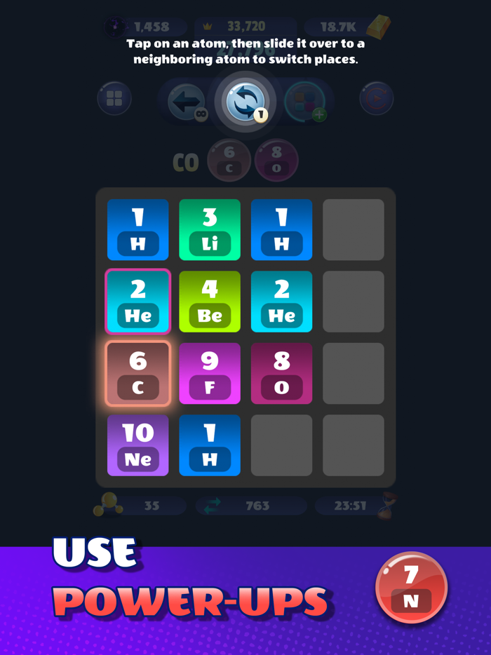 Atomic Tiles Merge Puzzle