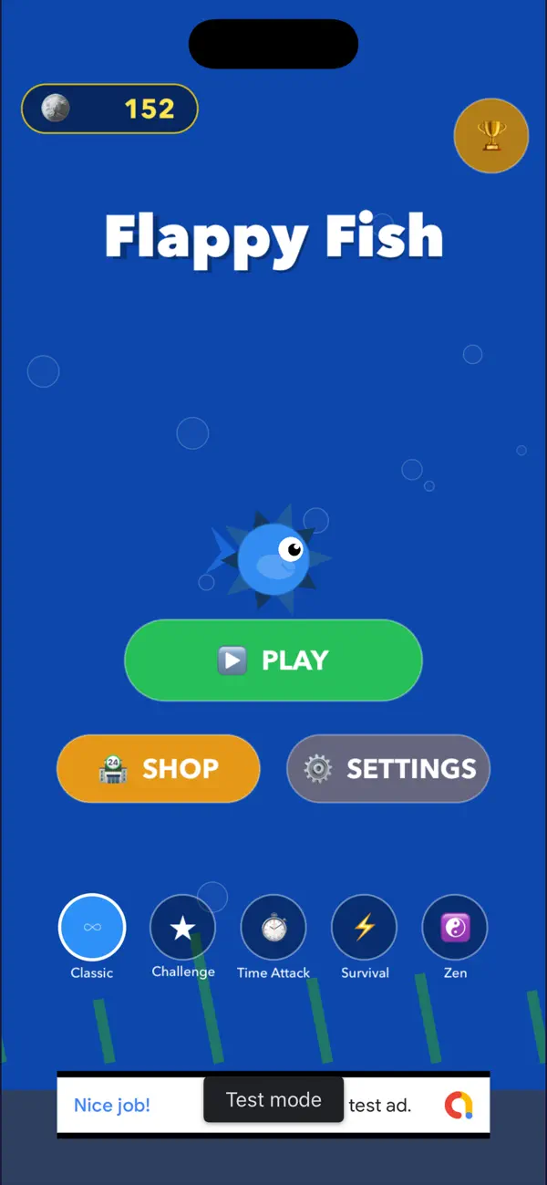 Screenshot #1 pour Flappy Fish: Crazy Ocean Run