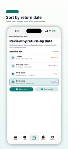 Return Window Folder screenshot