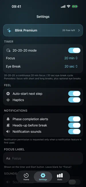 Blink: 20-20-20 Timer screenshot 3