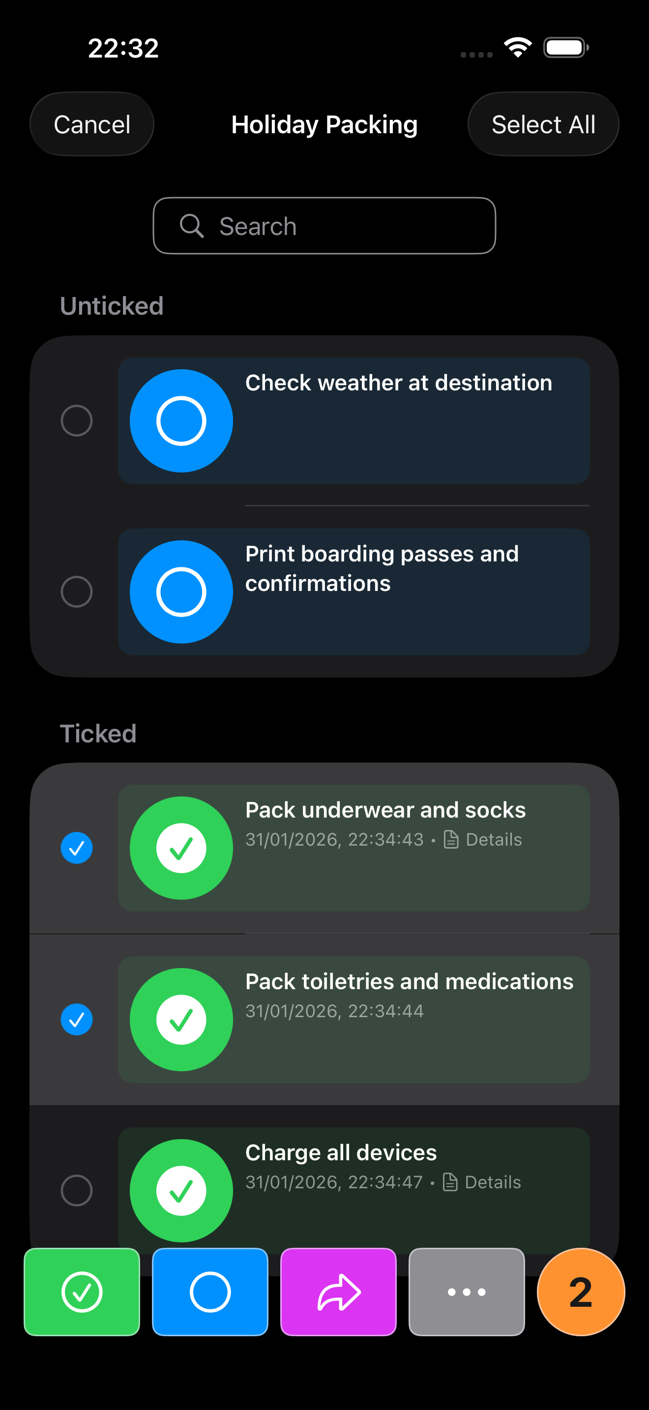 Checkomat: Private Checklists