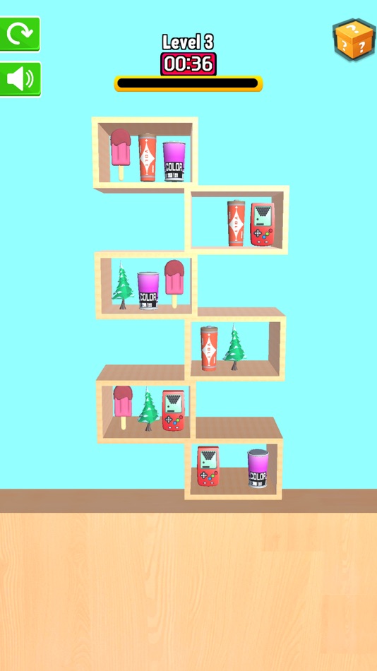 #5. Wall Shelf Sort 3D (iOS) Podle: Aziza Rahman