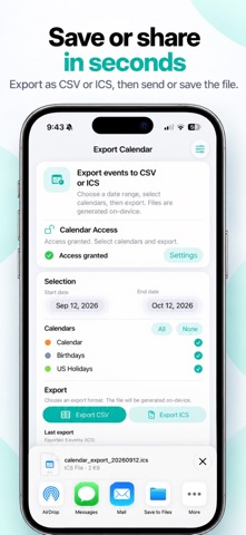 Export Calendar - CSV & ICS screenshot 4