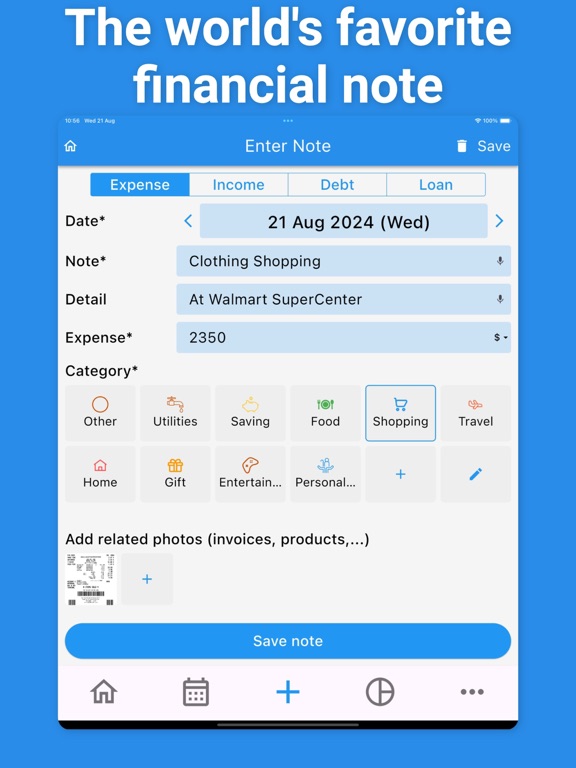 Expense Tracker, Money Manager iPad screenshot 1 - Reference app