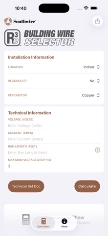Building Wire Selector Screenshot 1 of 2
