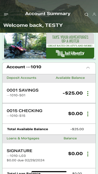1st Liberty FCU Mobile Banking Screenshot