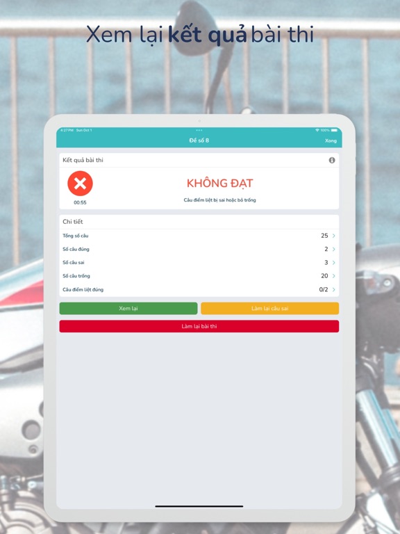 Bằng lái xe máy A iPad screenshot 6 - Education app