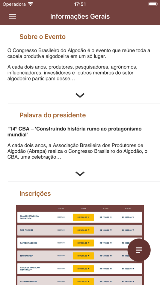 #5. Congresso do Algodão - CBA (iOS) 由: MAKADU TECNOLOGIA DE INFORMACAO LTDA