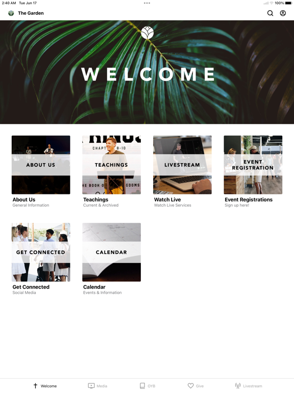 The Garden Church App iPad screenshot 1 - Education app