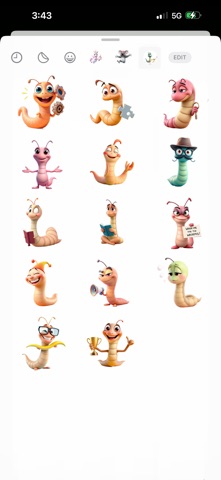 Super Witty Worm Stickers iPhone screenshot