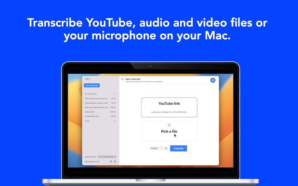 #1. QuickScribe: Transcribe Video (macOS) 由: AppBlit LLC