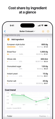 KitchenCost - Recipe Costing iPhone screenshot 3