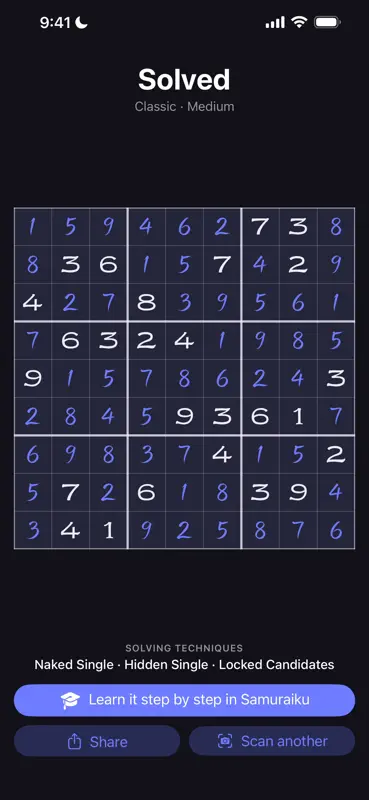 Sudoku Solver: Camera Scan screenshot 3 of 4