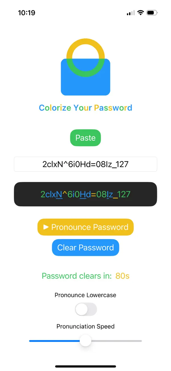 Screenshot #1 pour Password Colorizer