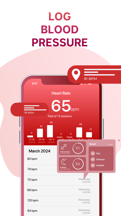 Heart 心拍数を測るアプリ, 血圧管理, 脈拍測定のおすすめ画像4