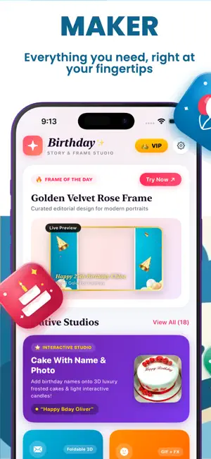 Birthday Card Maker & Wishes screenshot 1