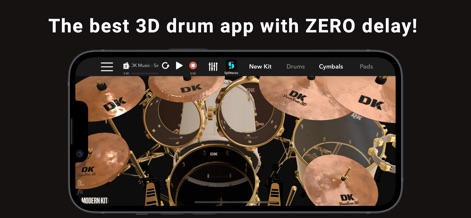 DrumKnee 3D Drums - Drum set - リアルな3Dドラムキットのビジュアルと、低遅延の応答性により、ユーザーは実際のドラムを演奏しているかのような体験が可能です。