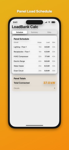 Electrical Panel Load Calc screenshot
