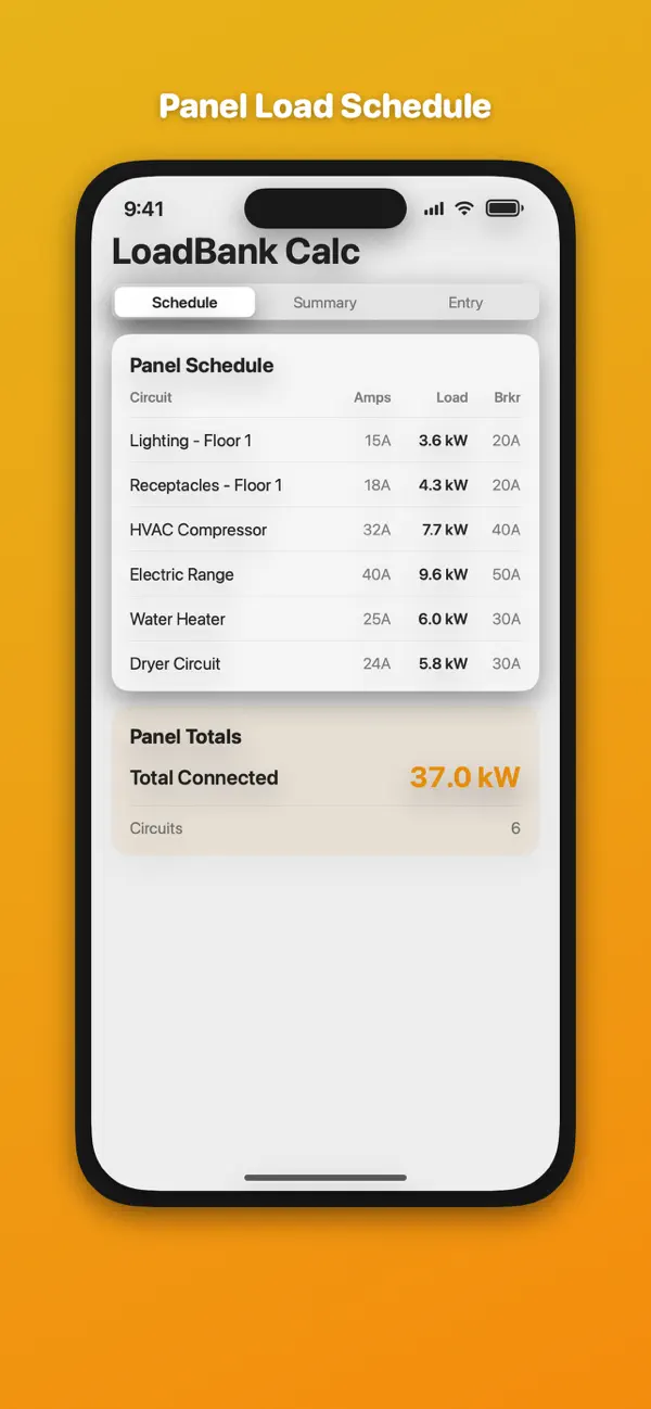 Screenshot #1 pour Electrical Panel Load Calc