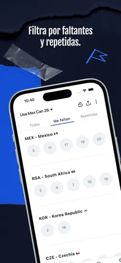 Captura de pantalla de Figuritas: Cromos Mundial 2026 en iPhone 5