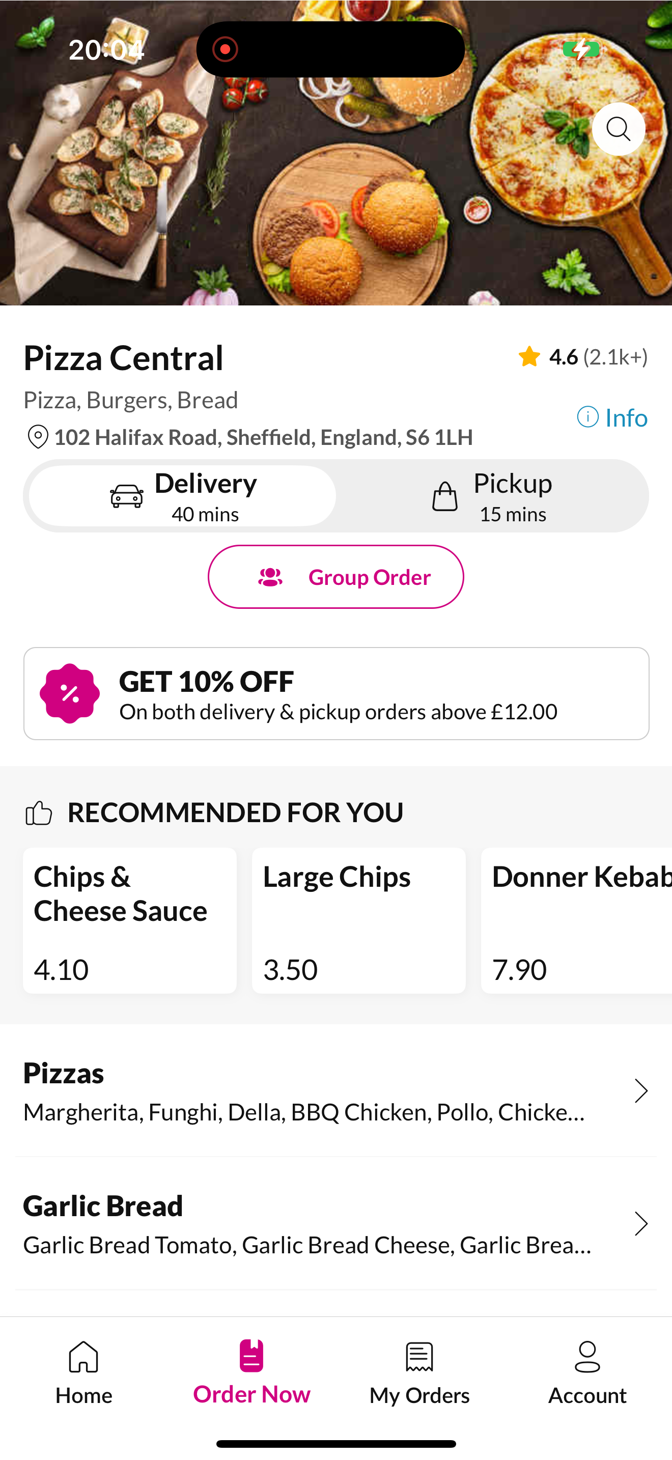 Pizza Central Sheffield