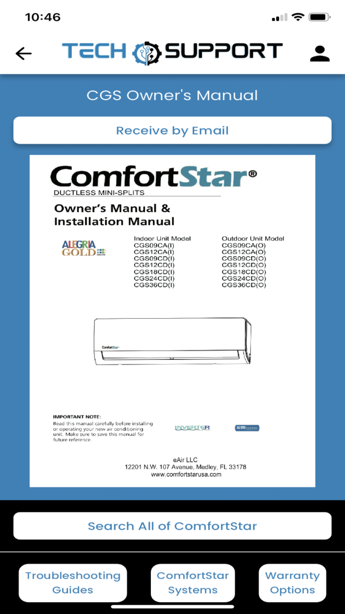 ComfortStar Tech Support